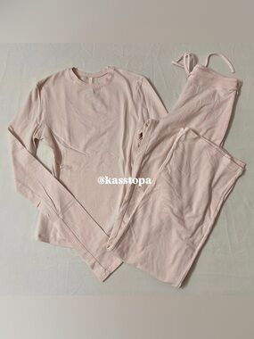 SKIMS Cotton Jersey Long Sleeve T-shirt + Straight Leg Pants Pant Sweatpants Set